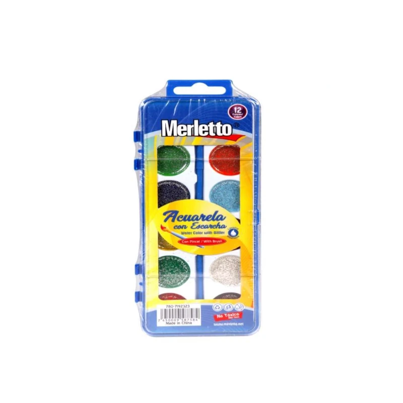 Acuarela Merletto 12 Colores Escarchada Estuche