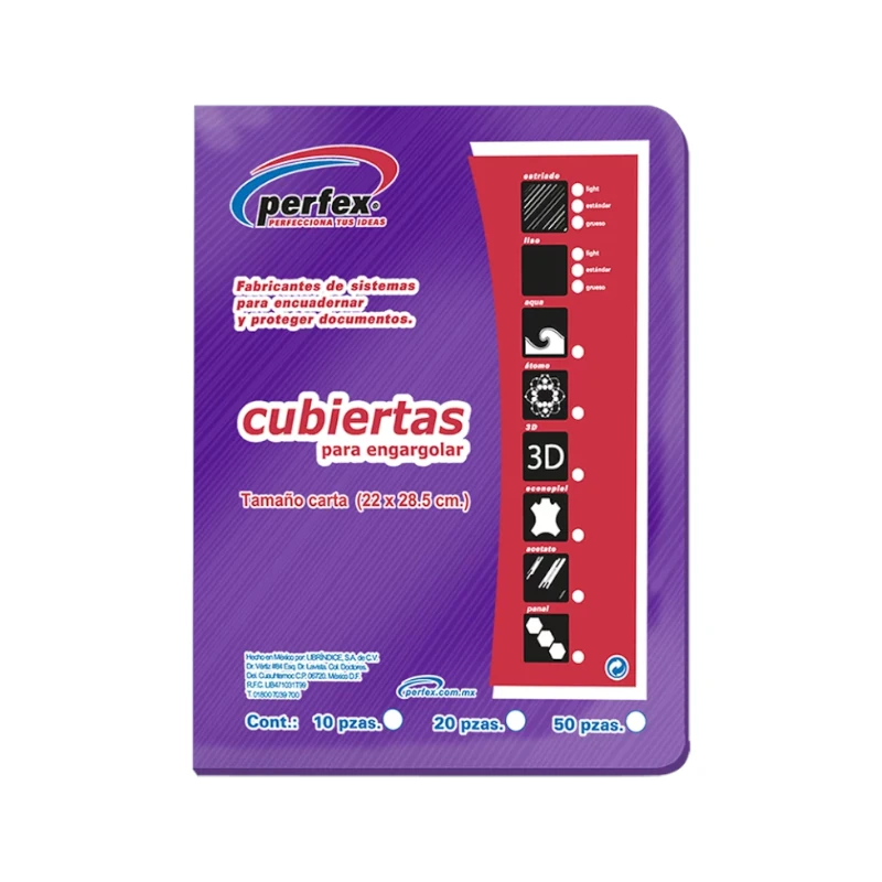 Cubierta Para Encuadernar Tamaño Carta Paquete50 Estriada Esencial 14 Puntos Morado Perfex