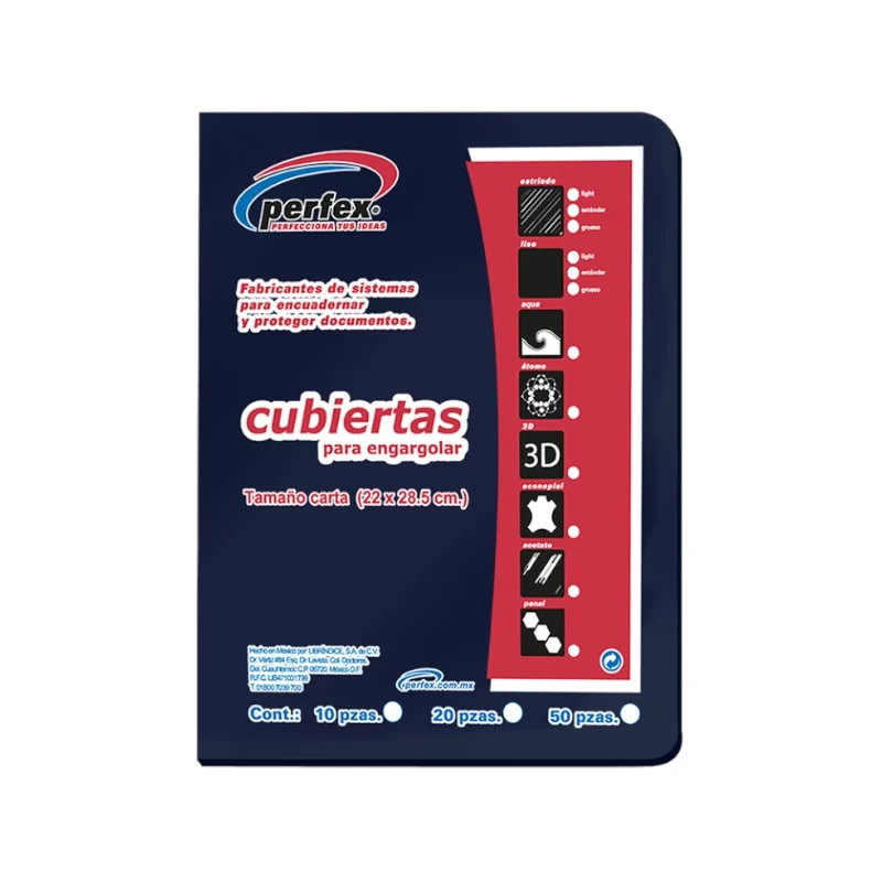 Cubierta Para Encuadernar Tamaño Carta Paquete50 Liso Esencial 14 Puntos Azul Oscuro Perfex