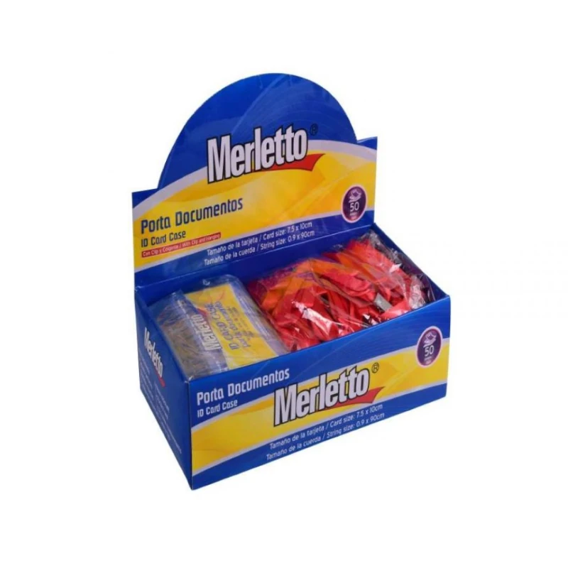 Porta Carnet Plastico Paquete 50 Con Clip Y Cord Horiz Rojo Merletto