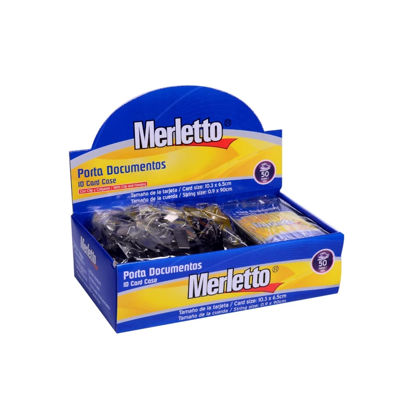 Porta Carnet Plastico Paquete 50 Con Clip Y Cord Vert Neg Merletto