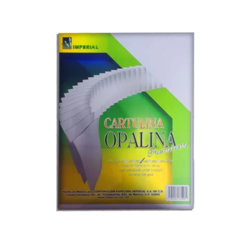 Cartulina Tamaño Carta Opalina Paquete100 Premium Imp 215g