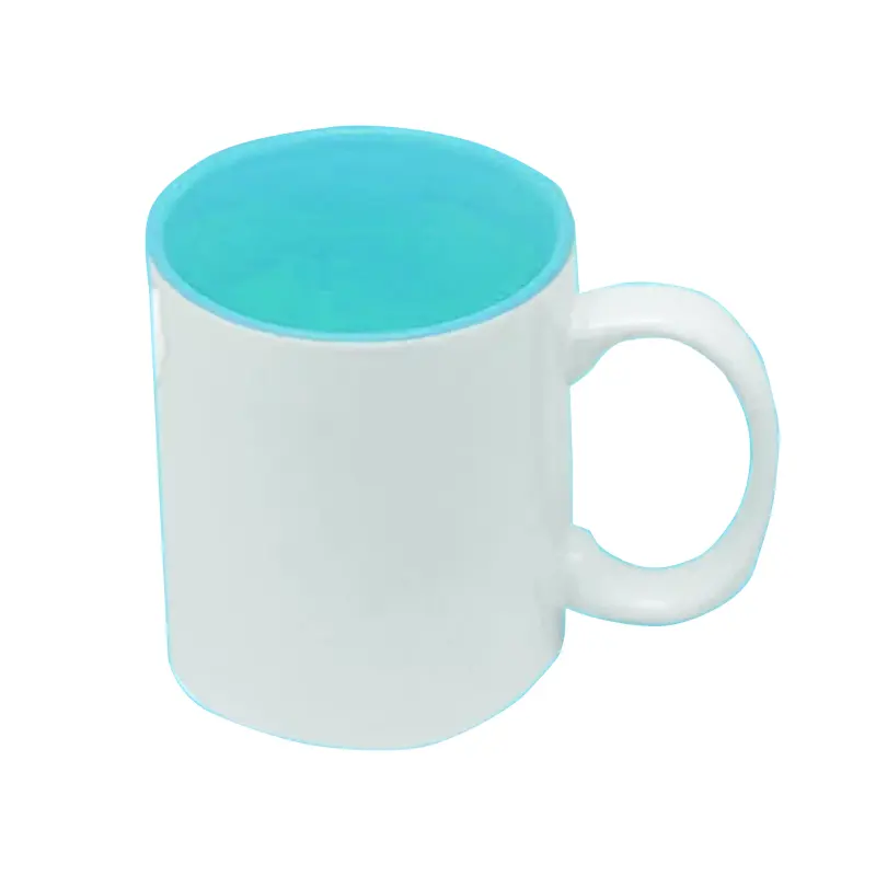 Taza Ceramica Para Sublimar 11Oz Agarrador E Interior Celeste