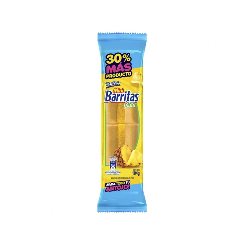 Barritas Mini Marinela Piña pqt8 104gr