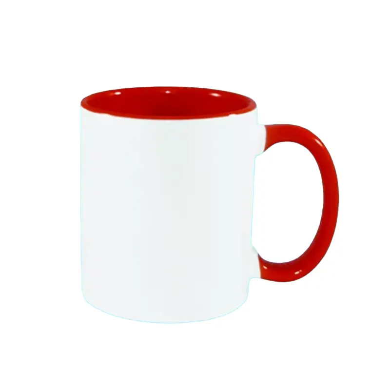 Taza Ceramica Para Sublimar 11Oz Agarrador E Interior Rojo