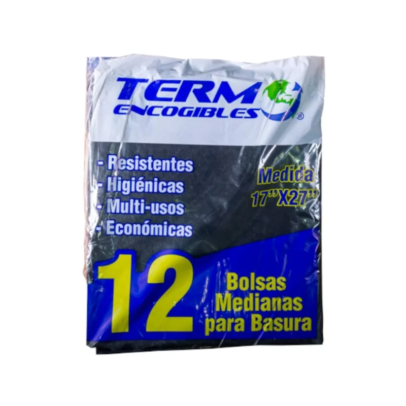Bolsa P/Basura 17x27 Negra Termo Pqt12