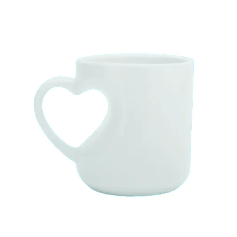 Taza Ceramica Para Sublimar 11Oz Agarrador Corazon Blanca
