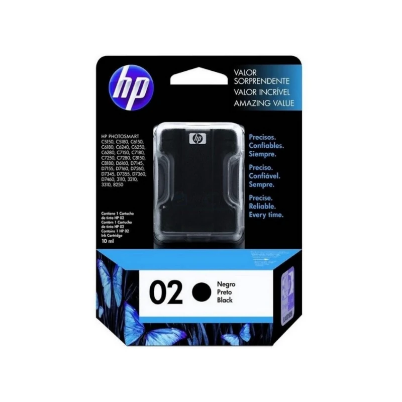 Tinta Hp 02 C8721 Negro Dj C6280/7180/3110/3210/3310/8250