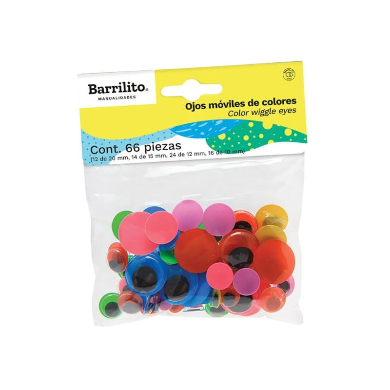Ojos Moviles Paquete 66 Tamaños Surtido Colores Barrilito