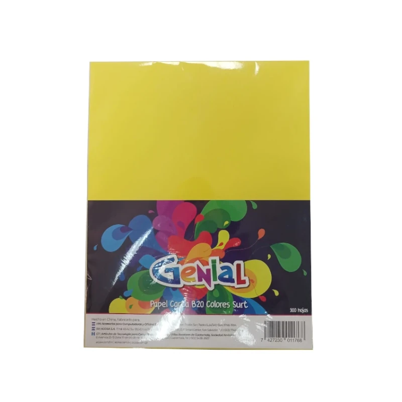 Papel Carta B20 Colores Surtido 100hjs Genial