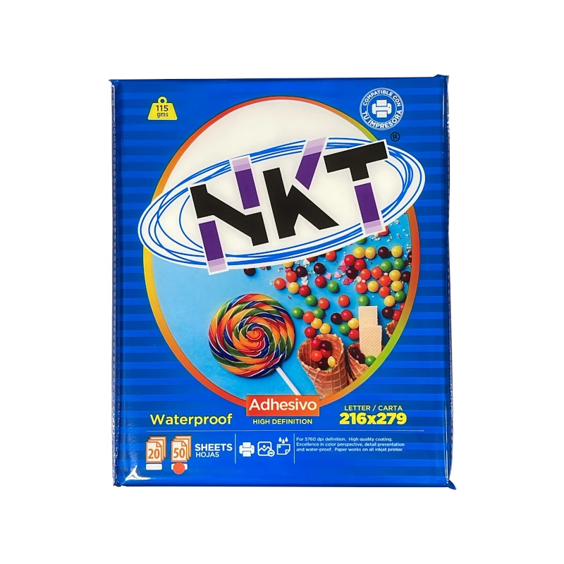 Papel Foto 8.5X11 50Hjs Glossy 115Gr C/Adhesivo En Bolsa Nkt