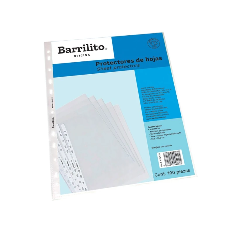 Hoja Protect Paquete100 Tamaño Carta Transparente Barrilito
