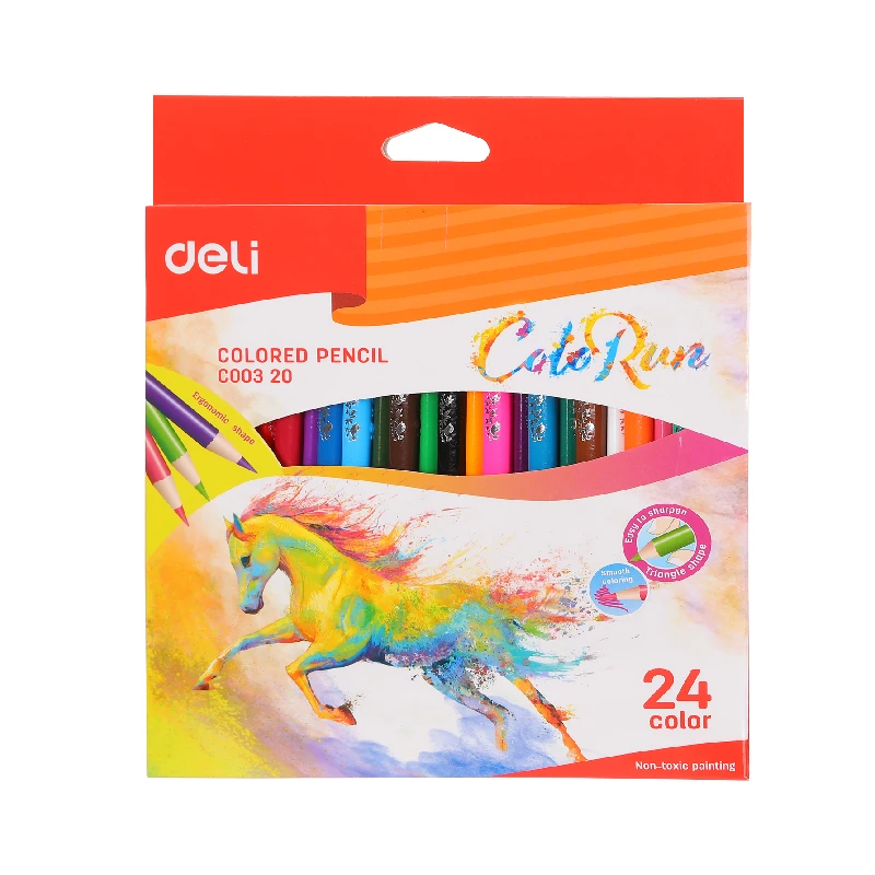 Lapiz Color Largo 24 Colores Deli Triangular Color Run