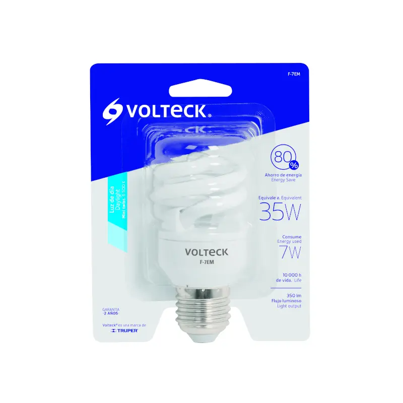 Bombillo Ahorrador 7W Volteck Espiral Luz Dia 48202