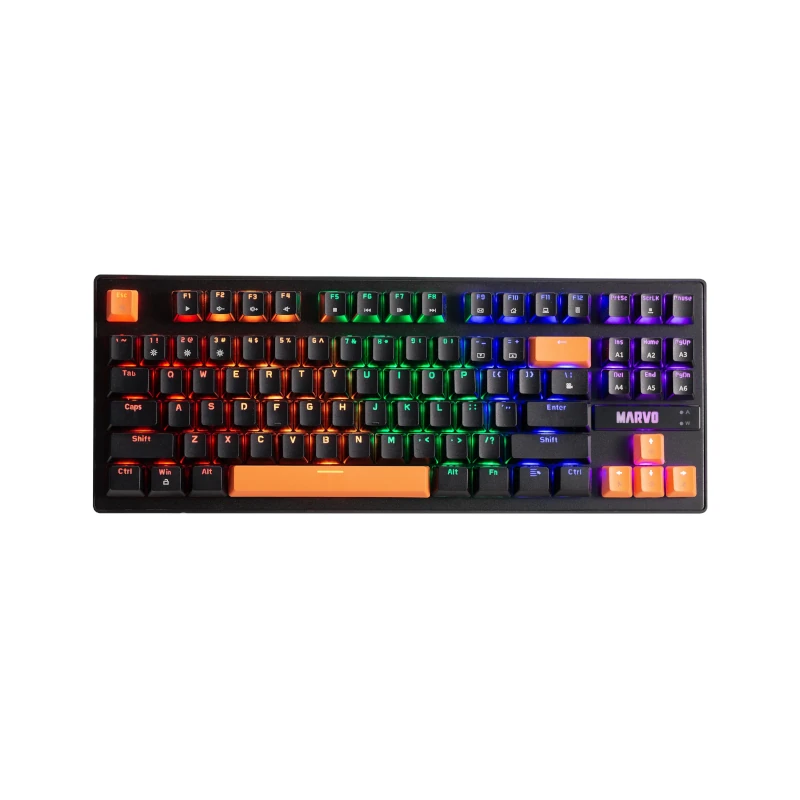 Teclado Marvo Gaming Usb Negro Rainbow Switch Azul Kg901Ing Mecanico Tkl  Anti-Ghosting
