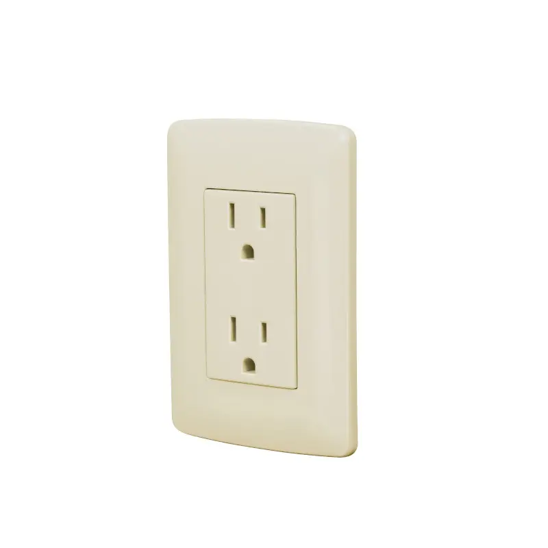 Tomacorreinte Doble Con Placa Crema Volteck 48110