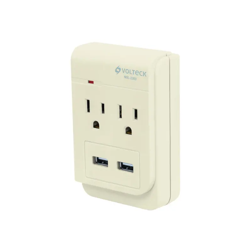 Adaptador Tomacorriente Doble Con Puertos Usb Volteck 46088