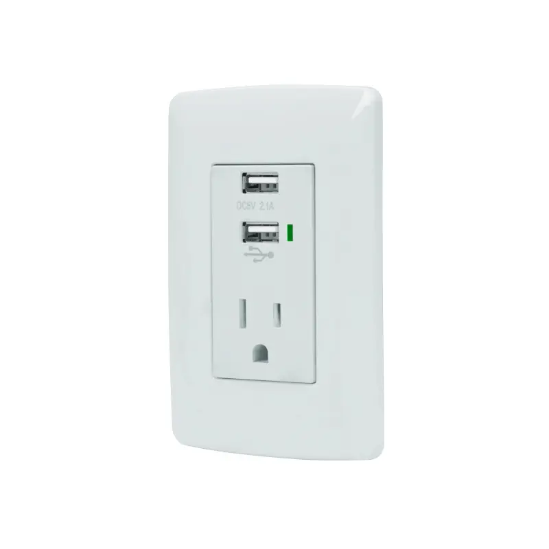Tomacorriente Con Placa 2 Puertos Usb Blanco Volteck 48065