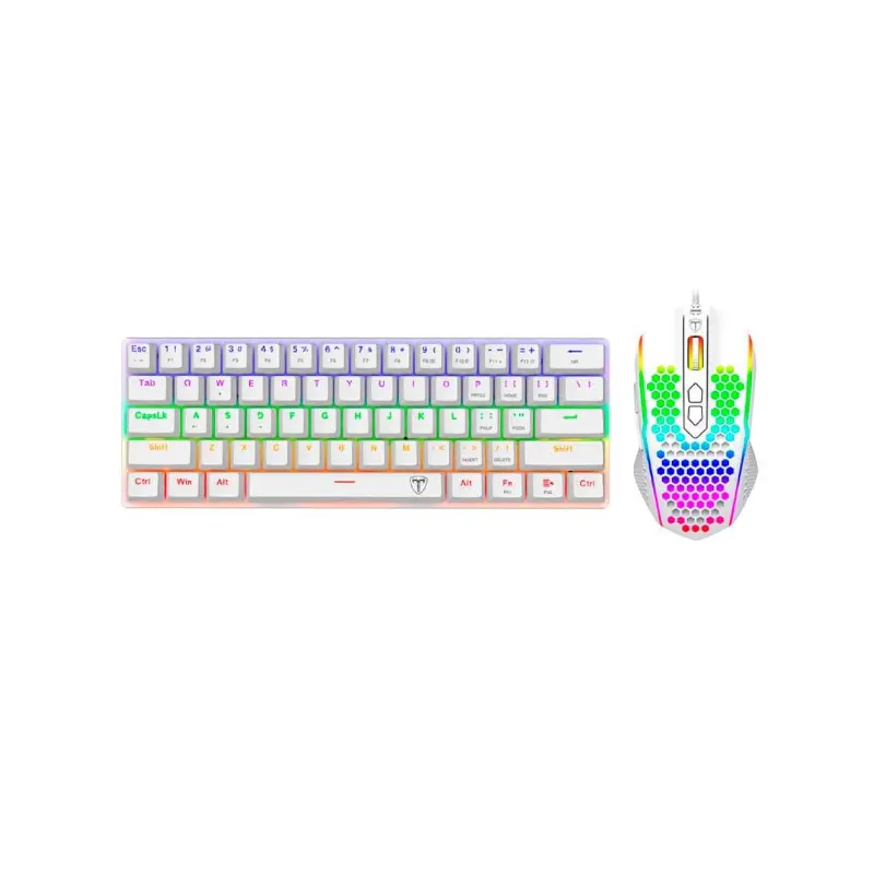 Teclado+Mouse T-Dagger Gaming Main Force Usb-A+Usb-C Blanco Ing Rainbow Tgs008 Mecanico