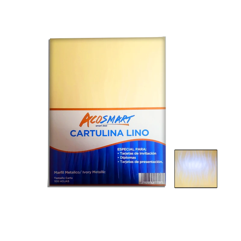Cartulina Tamaño Carta Paquete100 Lino Marfil Metal Dune Acosmart