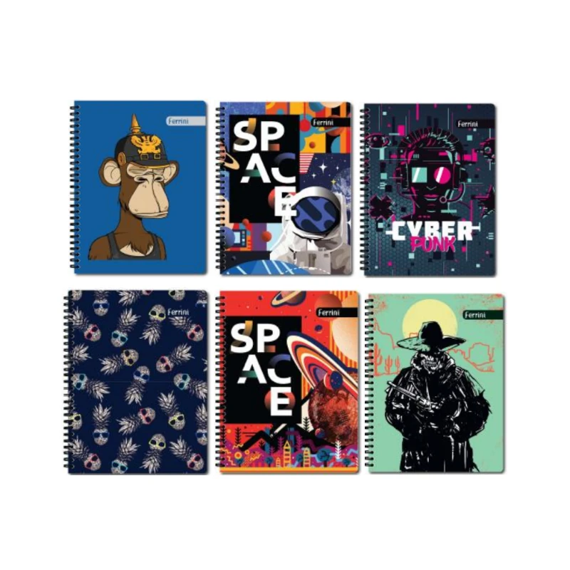 Cuaderno #3 5 Mat Ferrini Pasta Dura Doble Anillo Surtido Uv 150hj Masculino