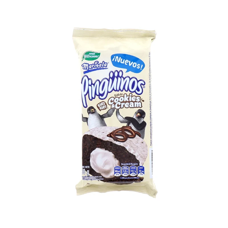 Pinguinos Marinela Cookies Cream Pqt2 80gr