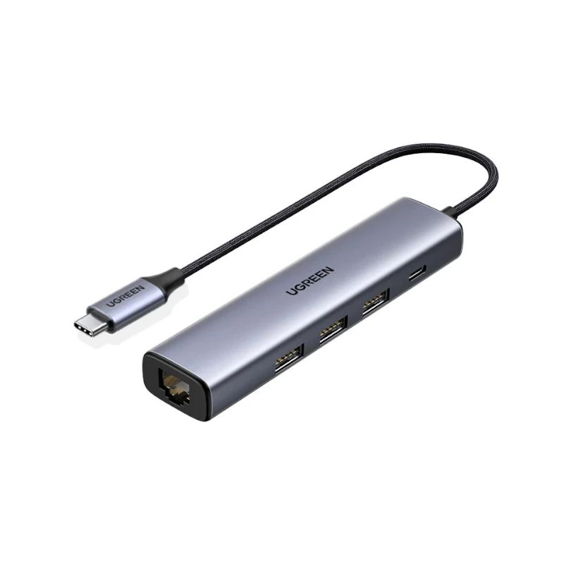 Hub Usb-C 4 Puertos + Gigabit Ethernet Negro 20932 Ugreen