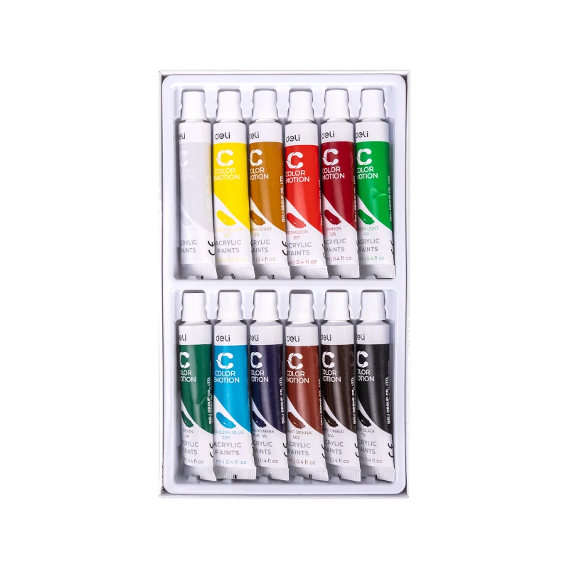 Pintura Acrilica 12 Tubos 12Ml Deli
