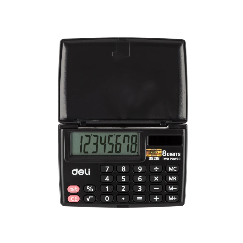 Calculadora Deli Bol 8 Digitos Negro Con Tapa Horizontal