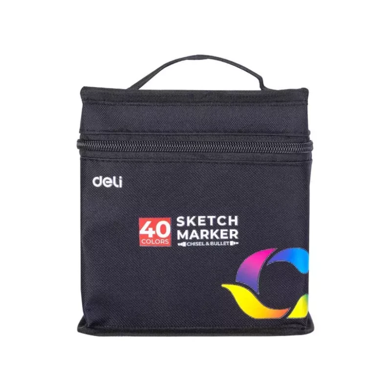 Marcador Doble Punta Paquete 40 Deli Estuche De Tela