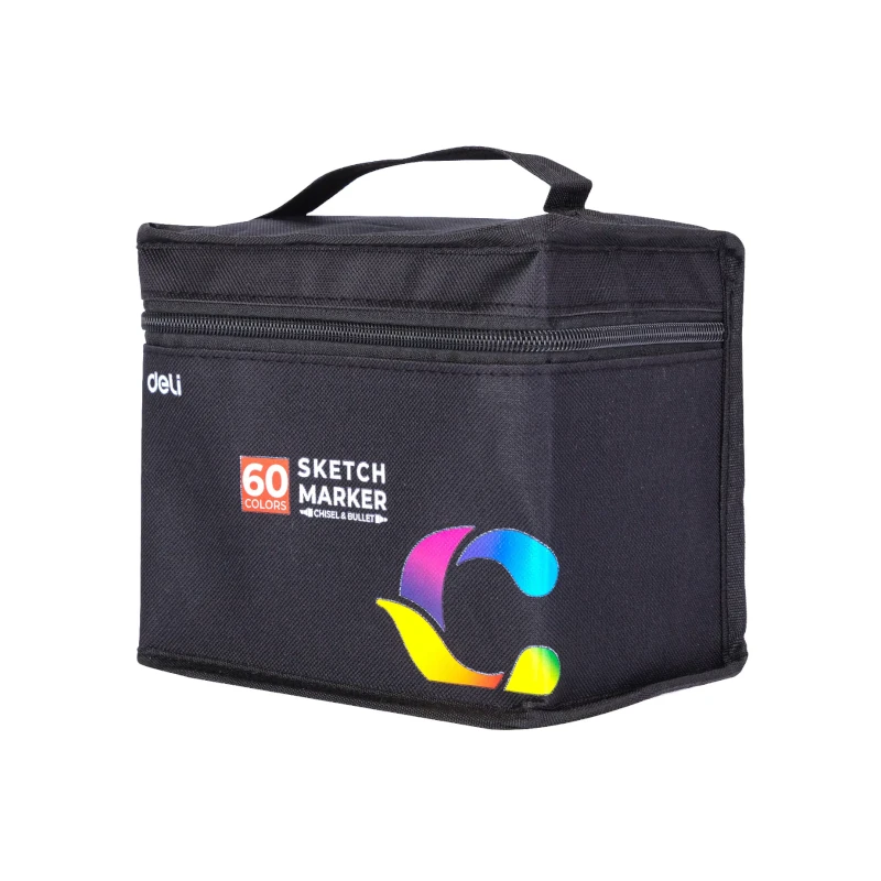 Marcador Doble Punta Paquete 60 Deli Estuche De Tela