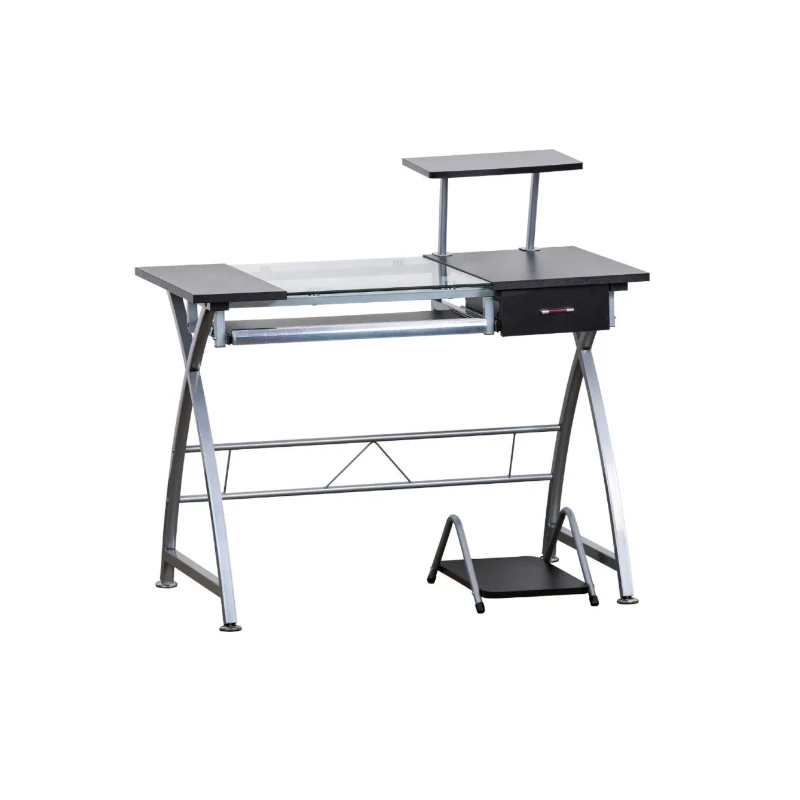 Escritorio 1 Nivel Negro Vidrio Templ 100X55X72Cm