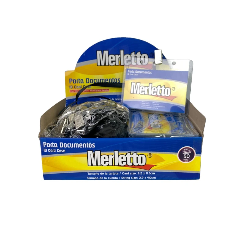 Porta Carnet Plastico Paquete50 Con Clip Y Cord Horizontal Gris Merletto