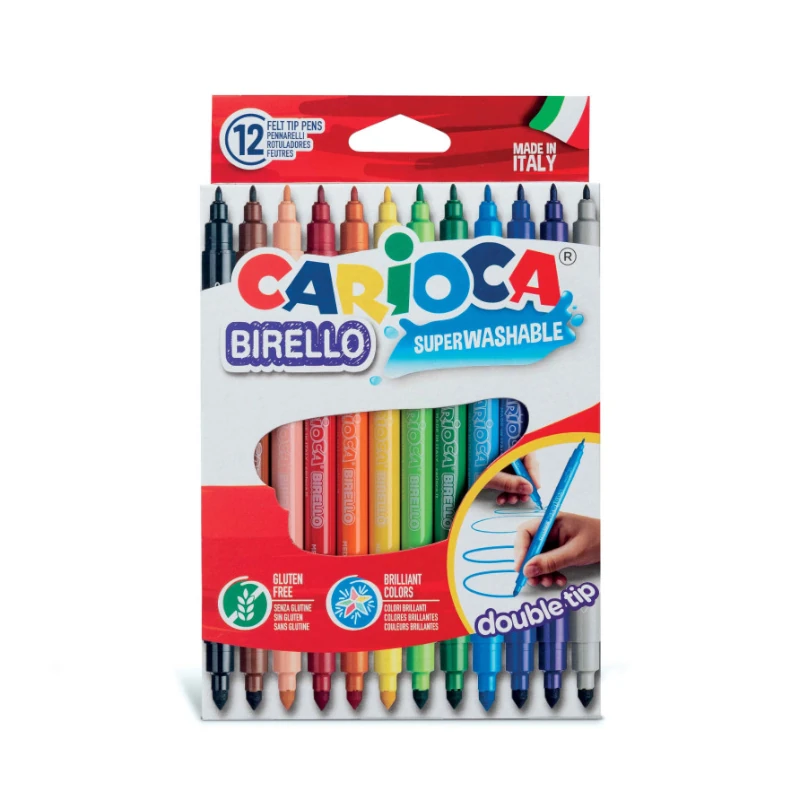 Marcador Escolar 12 Colores Carioca Doble Punta Lavable