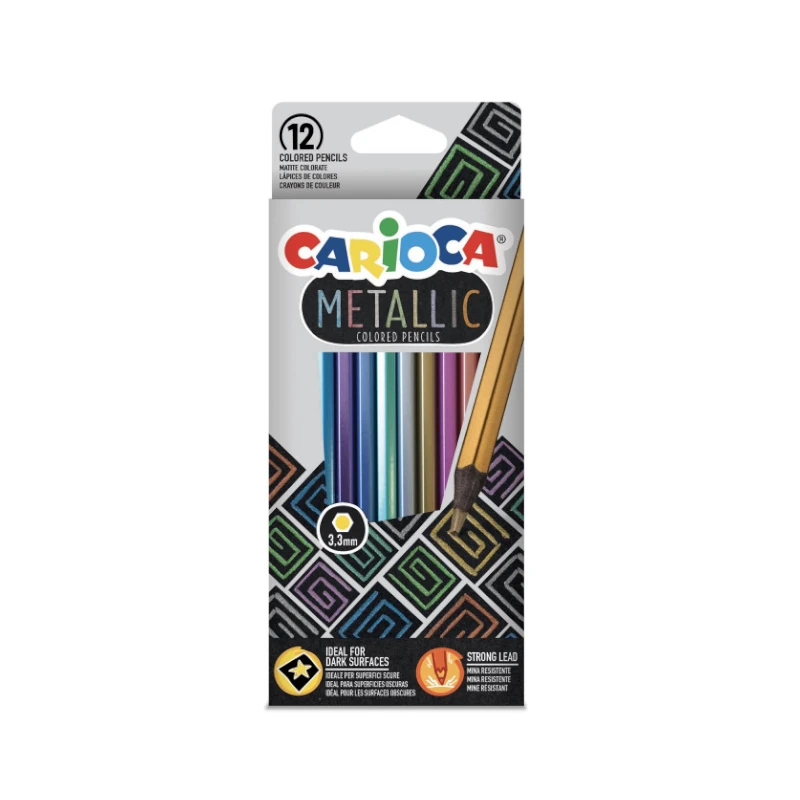 Lapiz Color Largo 12 Colores Metalico Carioca