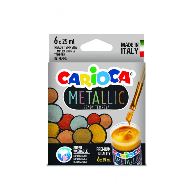 Tempera Carioca 6 Colores 25 Ml Metálico