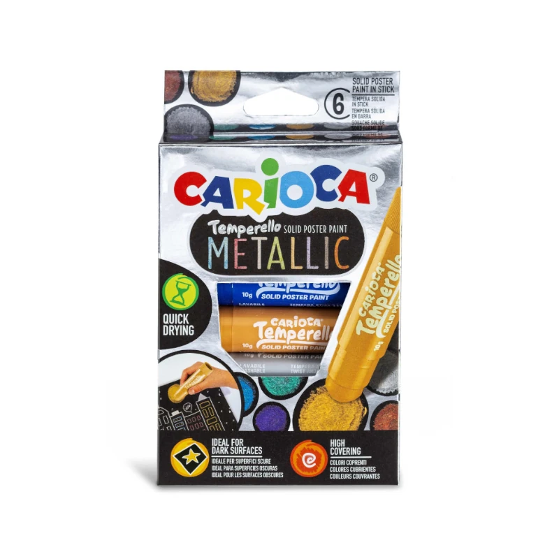 Tempera Carioca 6 Colores 10Gr Solida Metálico