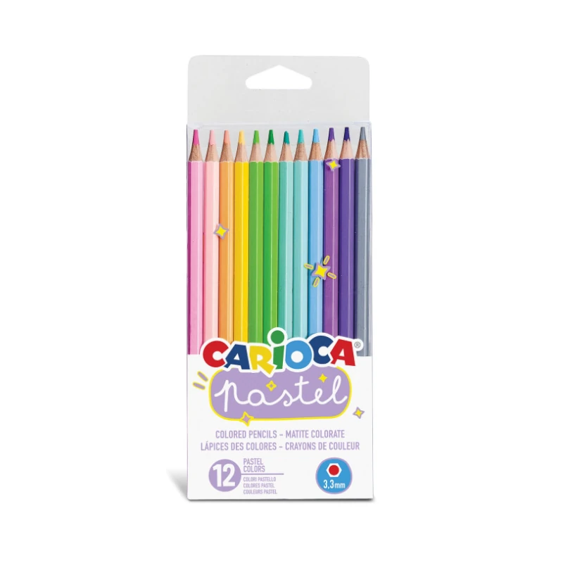 Lapiz Color Largo 12 Colores Pastel Carioca
