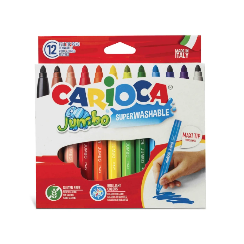 Marcador Escolar 12 Colores Jumbo Carioca Lavable