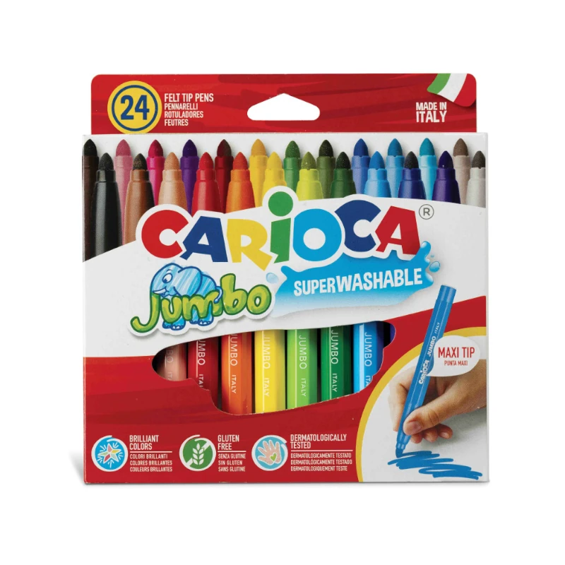 Marcador Escolar 24 Colores Jumbo Carioca Lavable