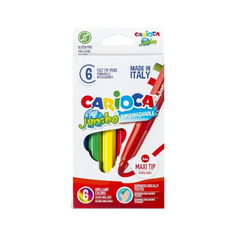 Marcador Escolar 6 Colores Jumbo Carioca Lavable