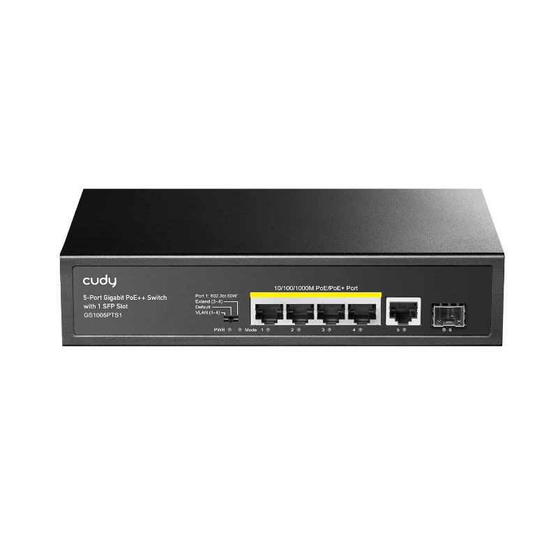 Switch 5 Puertos 10/100/1000 Mbps Gigabit C/Poe+ Cudy 120W
