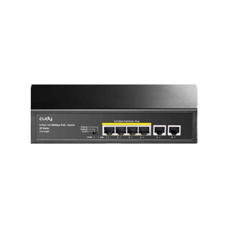 Switch 6 Puertos 10/100 Mbps C/Poe+4 Puertos Cudy P/Escritorio Fs1006P