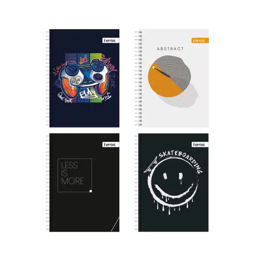 Cuaderno #3 1 Materia Ferrini 100 Hojas Pasta Dura Doble Anillo Masculino