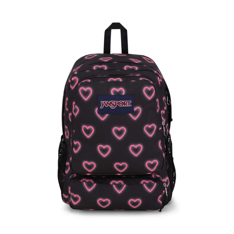 Mochila Jansport Doubleton Happy Hearts Black