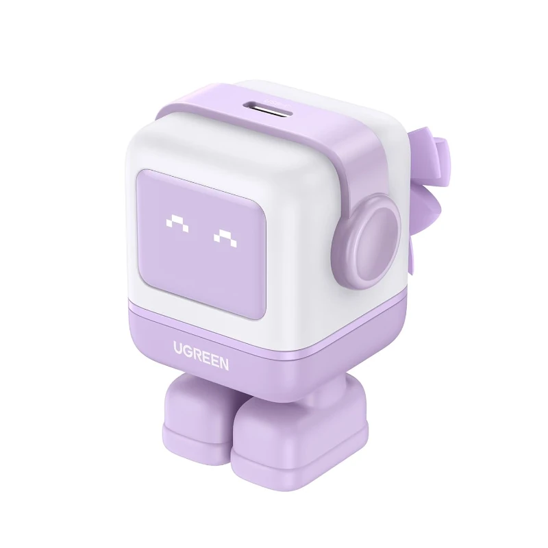Adaptador De Corriente Mini Robot 1 Usb-C Carga Rapida 30W Gan Morado Cd359 Ugreen
