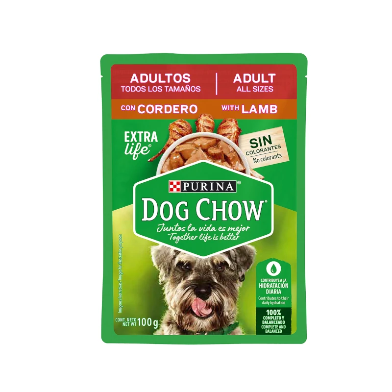 Comida P/Perro Dog Chow Adulto Cordero Purina Bolsa 100Gr