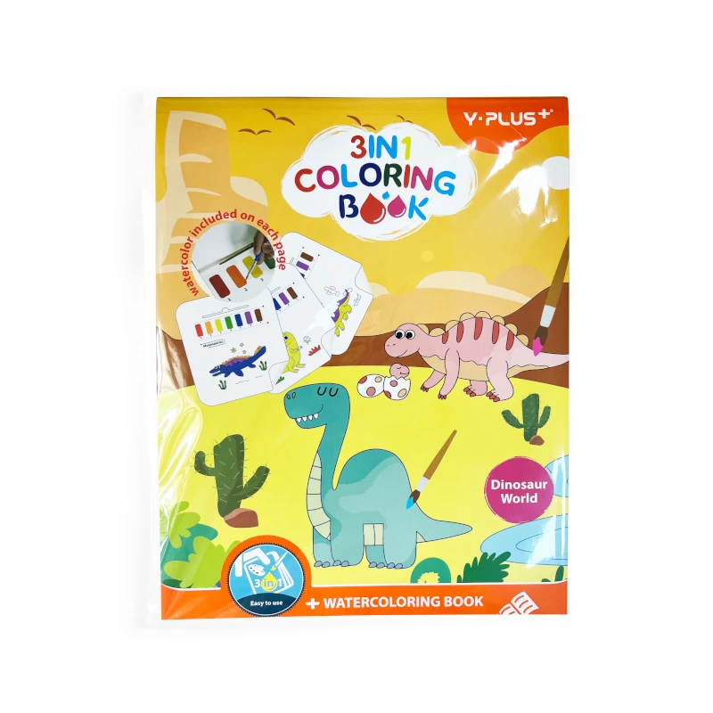 Libro Actividades Y Colorear Con Acuarelas Y-Plus Dinosaurios +3