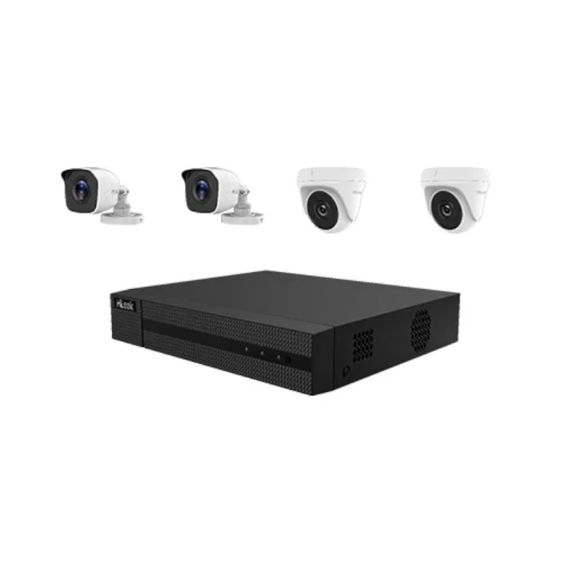 Kit Seguridad AHD DVR 4 Canales + 4 Camaras 2Mpx Bullet-Turret Hilook