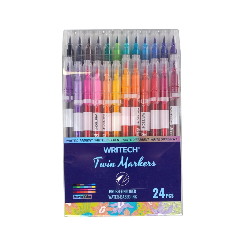 Marcador Doble Punta Paquete24 Writech Surtido Tipo Pincel/Fino